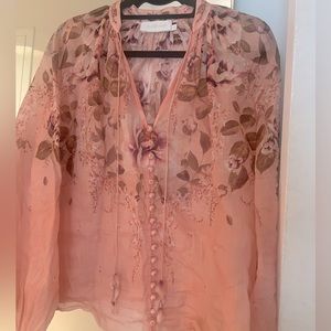 Zimmermann linen floral pink shirt
